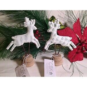 NWT Midwest CBK Metal Set Of 2 Deer Decor Christmas Design Reindeer Shelf Mantle